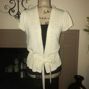 Willi Smith | Short Sleeve Sweater Cream Cardigan